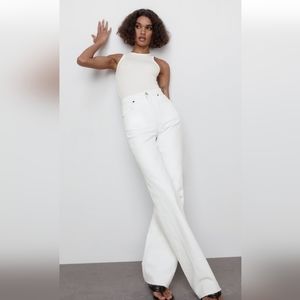 ZARA White Wide Leg Full Length Jeans